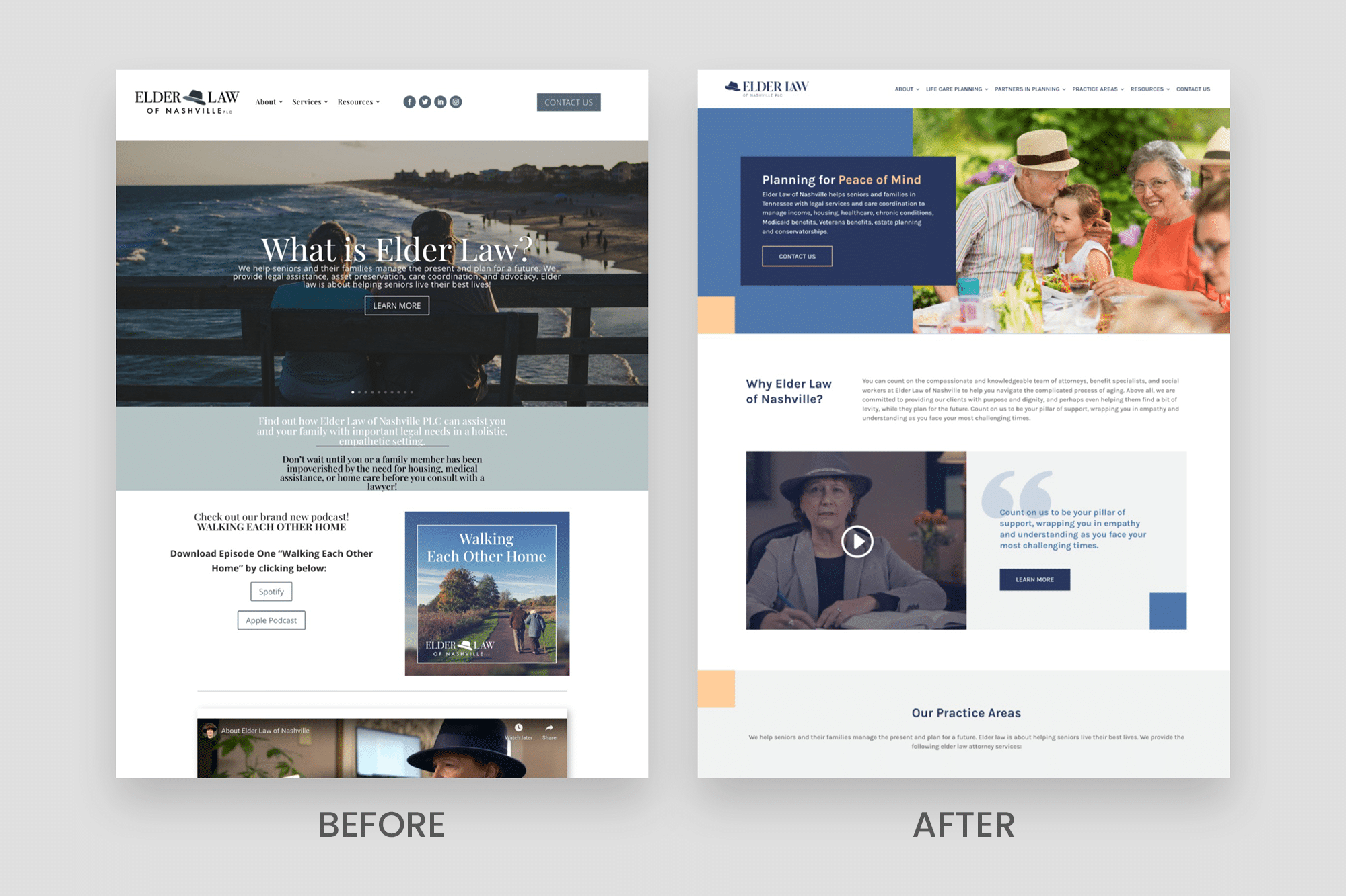 Elder Law Website Before and After