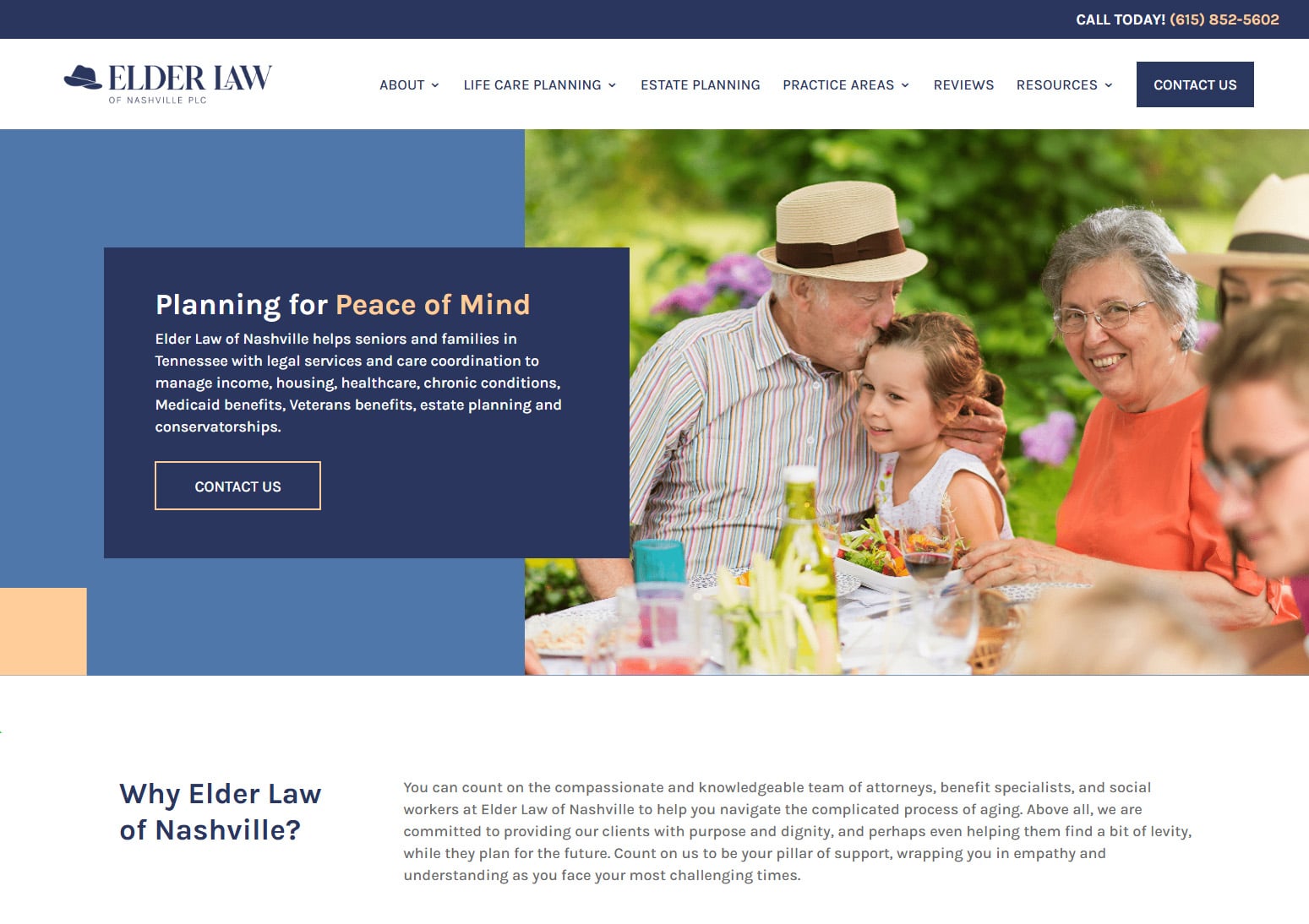 Elder Law of Nashville Home Page Brand and Website Redesign