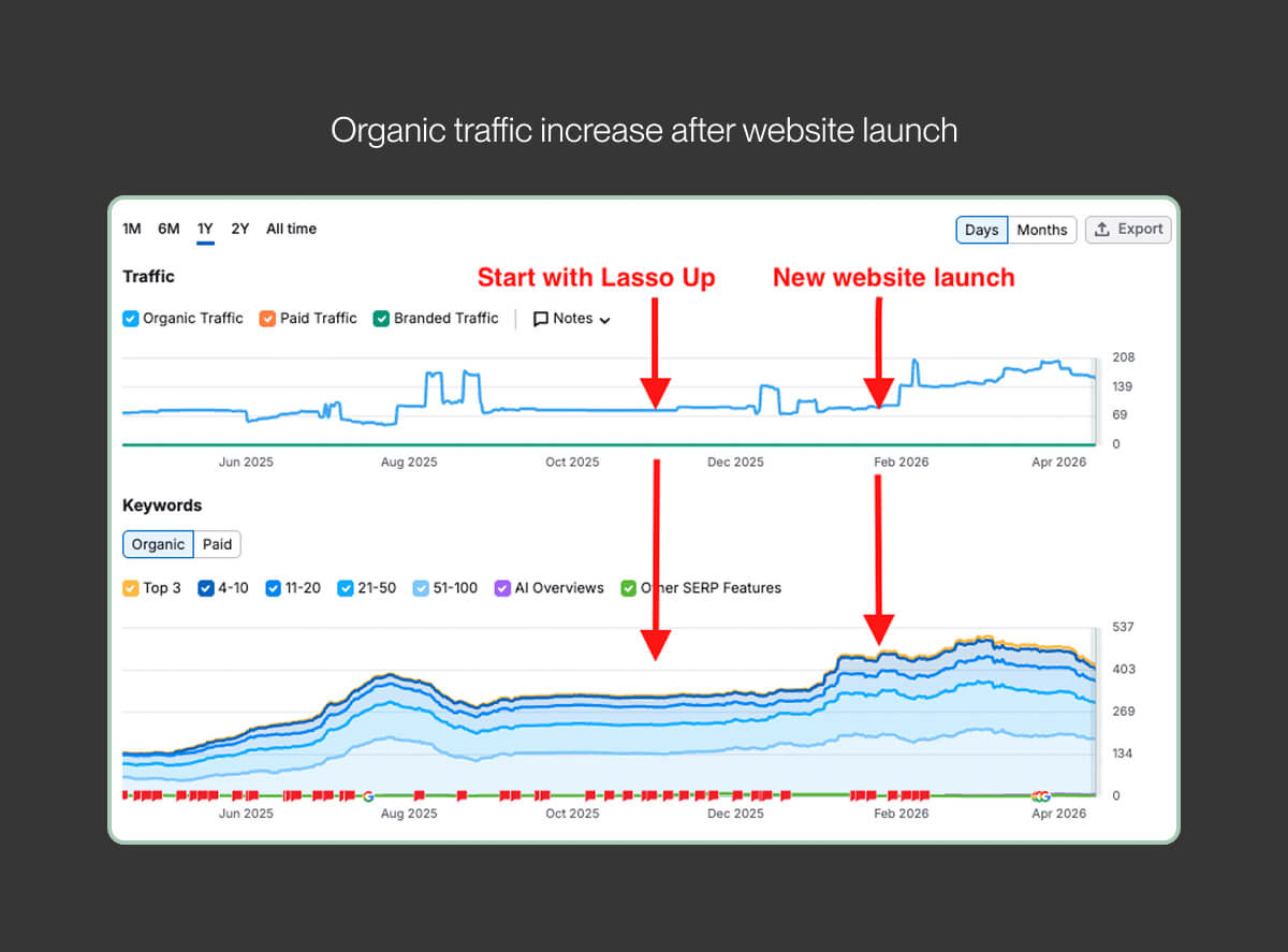 Organic traffic increase after website launch