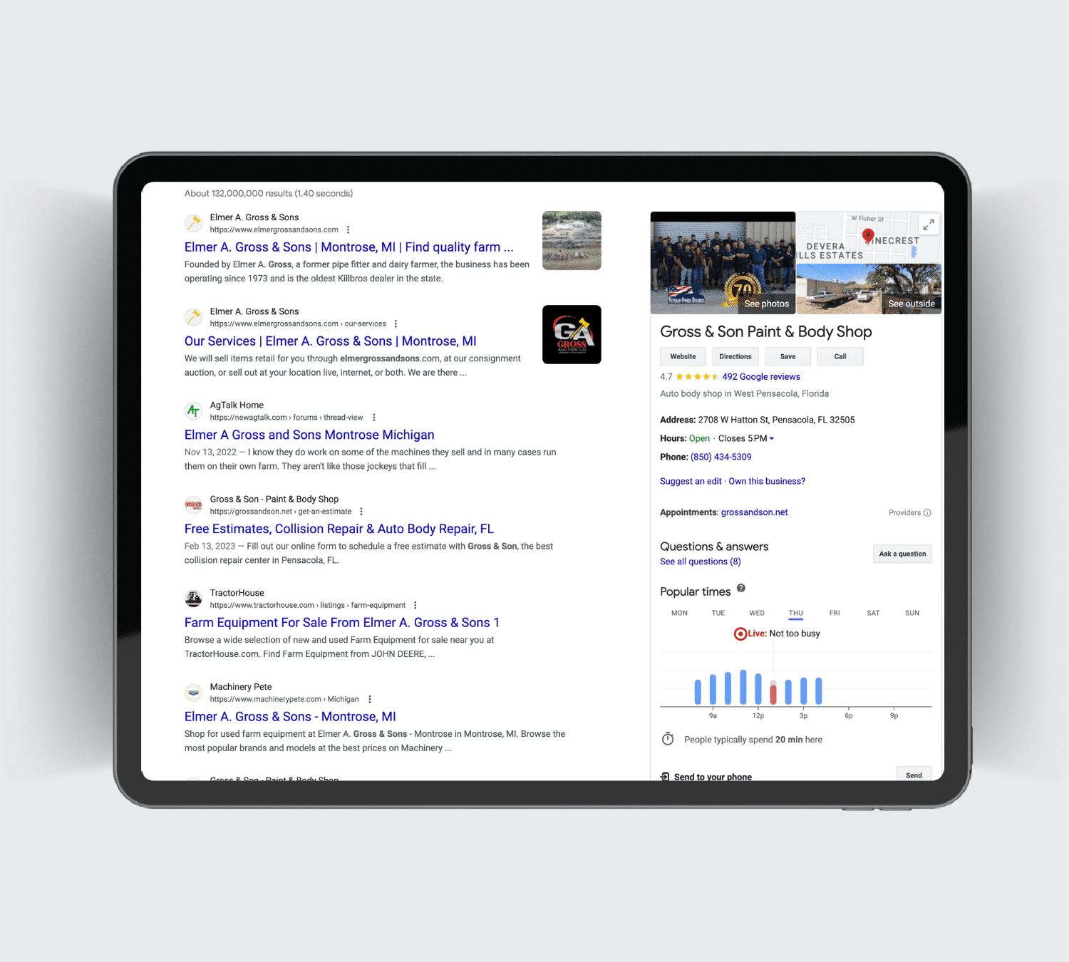Gross and Sons Google Listing