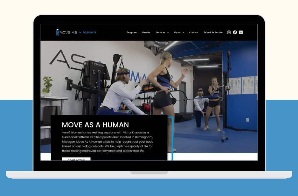 Move as a Human Home Page Laptop