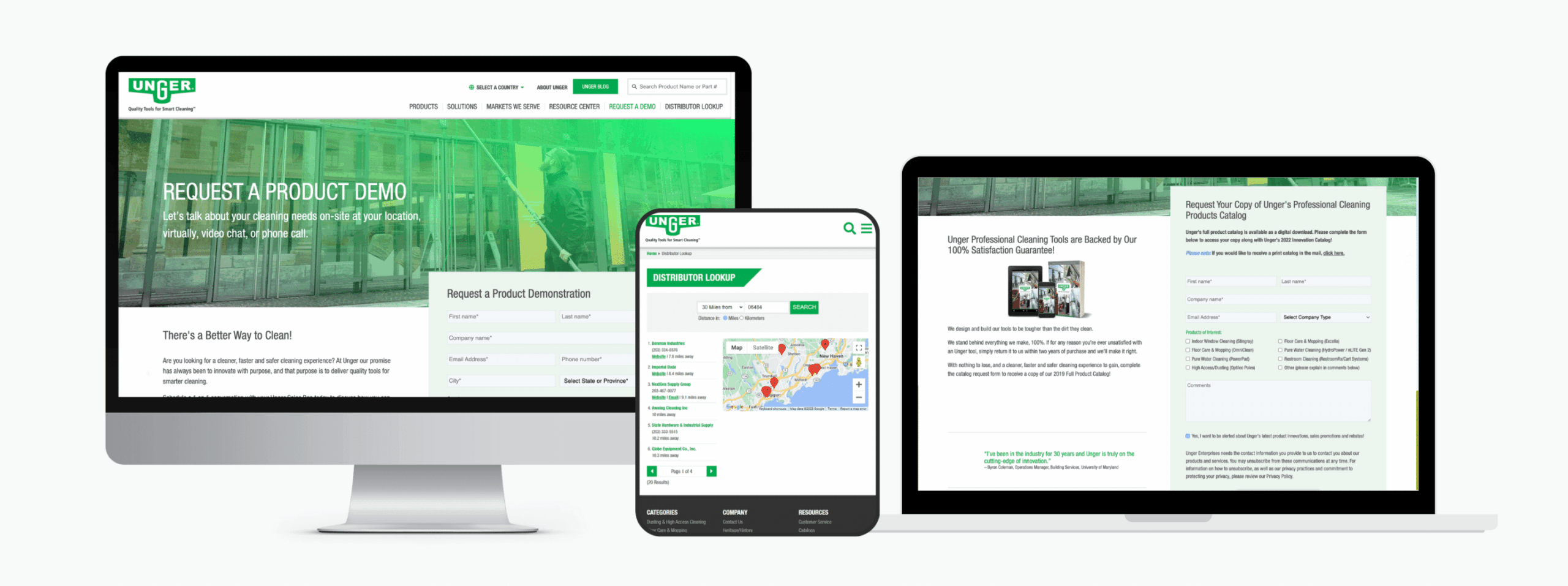 Unger Web Page Mockups