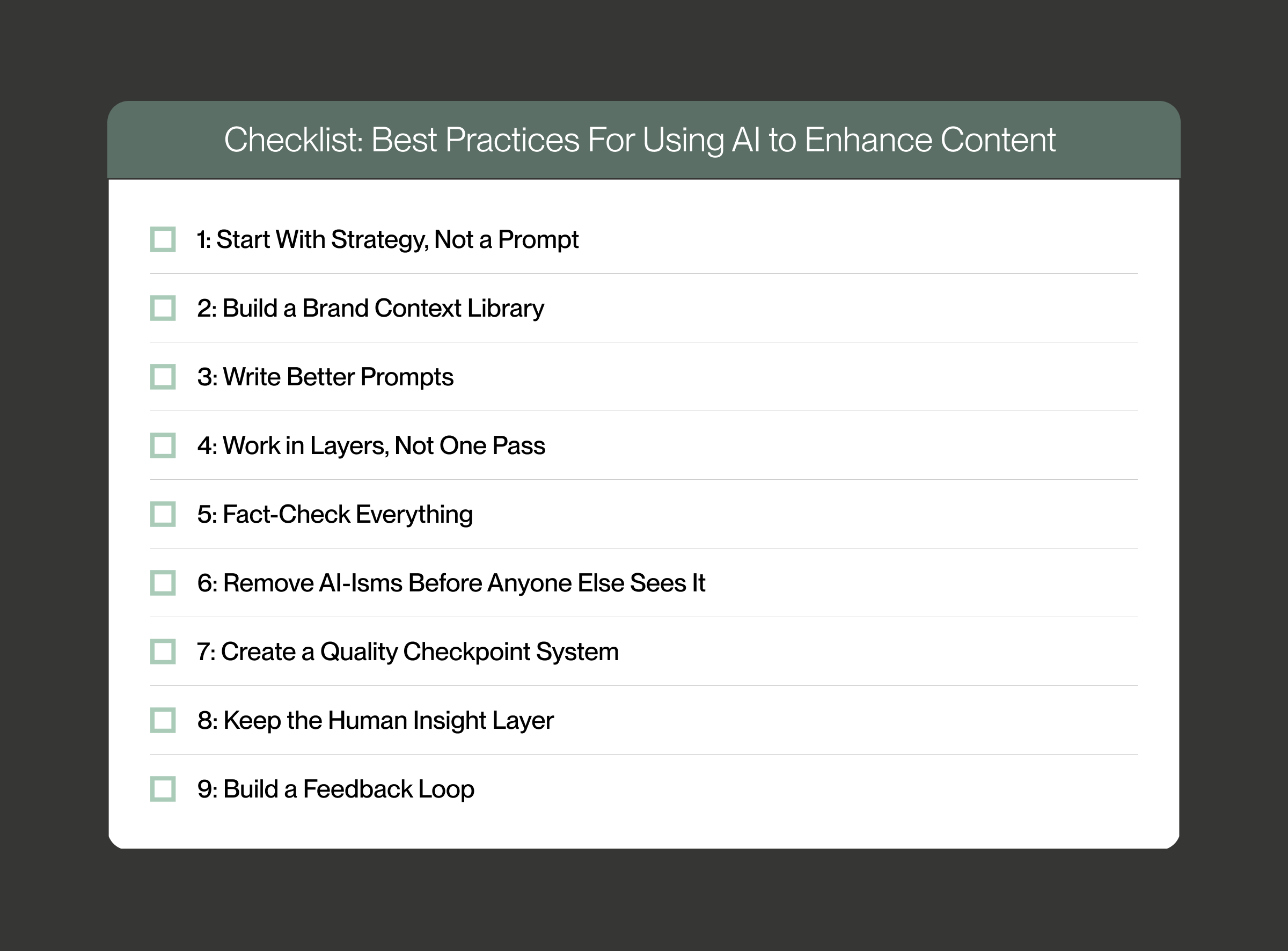 AI content quality, best practices for using AI, how to use AI for marketing, AI writing quality control, AI content strategy